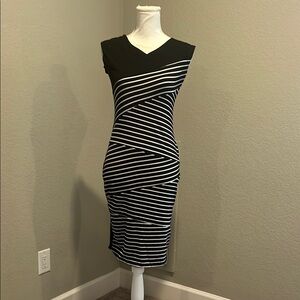Elegant Black and White Striped Dress